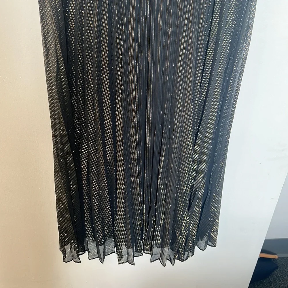 NWT - Ann Taylor Shimmer Stripe Pleated Flare Dress - Size 16 - Picture 9 of 10